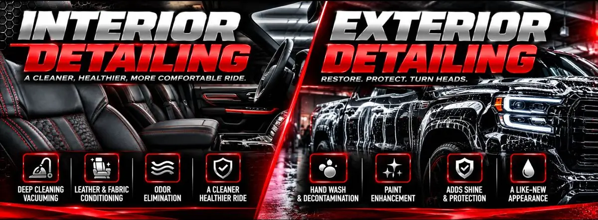 Interior and exterior detailing — deep cleaning, conditioning, hand wash, paint enhancement